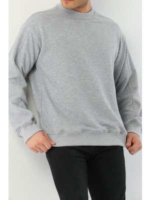 Kallima Gri Basic 3 Iplik Bisiklet Yaka Mevsimlik Erkek Sweatshirt