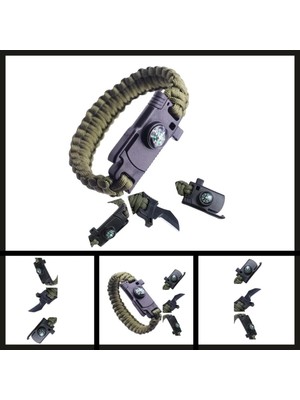 Uygun Uyguna-Yakala 9595 Haki Pusulalı Bıçaklı Paracord BILEKLIK-MLZ.221