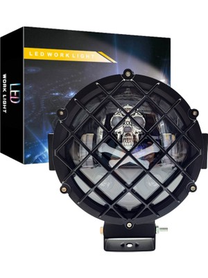 Dekohop Off Road Kafesli Skull Animasyon Delici Spot LED Sis Farı ve Çalışma Lambası 12-24 V Uyumlu