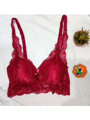 Angel Fashion Bayan Dolgusuz Bordo Bralet Sütyen Bordo Sütyen Bayan Iç Çamaşırı