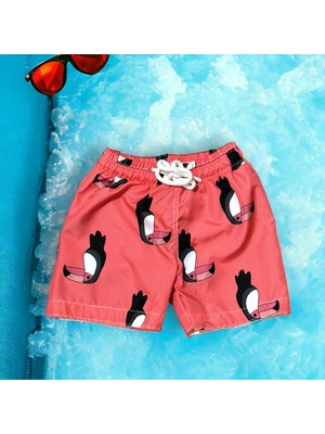 Lolli Boom Kids  Yeni Sezon Erkek Çocuk Mucize Tukan Baskılı Bel Bağcıklı Şort Mayo Fileli Tam / Regular Kalıp