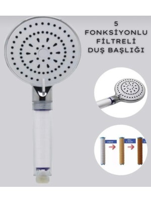 Truva (KİREÇ ÖNLEYİCİ TASARRUFLU) Fonksiyonlu Filtreli Duş Başlığı,filtreli Banyo Duş Başlığı