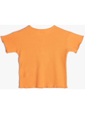 Koton Kız Bebek Tişört Çıtçıt Düğme Detaylı Yuvarlak Yaka Kısa Kollu
