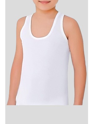 Belyy Socks %100 Pamuk Erkek Çocuk Beyaz Atlet 6 lı Paket Yazlık Kullanım için Ter Tutmayan