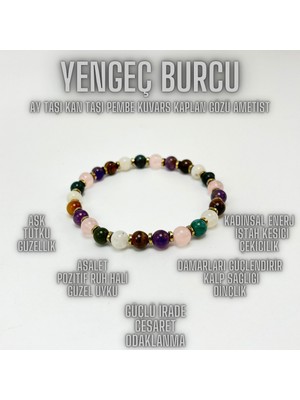 Yıldız Doğal Taş Sertifikalı Yengeç Burcu Doğal Taş Bileklik 6mm