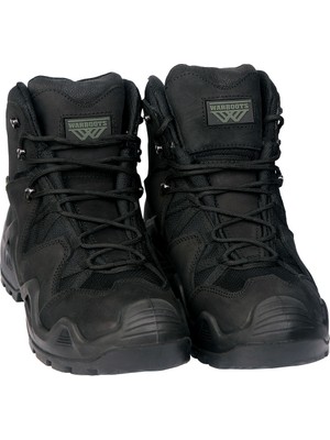 Warboots BLK-2047 Nubuk Deri Waterproof Astar Arazi ve Askeri Bot Siyah Rengi Yarım Boy