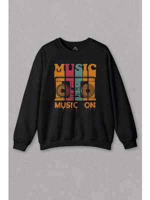 So Cool Unisex Sweatshirt Müzik Music On Kaset Teyp Baskılı Sweat