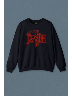 So Cool Lacivert Sweatshirt Unisex Sweatshirt Death Life Will Never Last Metal Band Metallica Baskılı Unisex Sweat