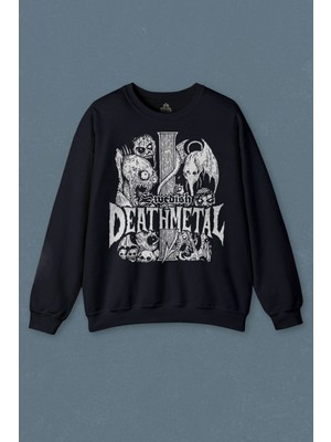 So Cool Lacivert Sweatshirt Death Metal Strike Music Band Baskılı Unisex Sweat