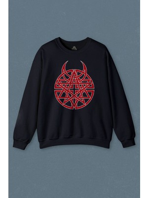 So Cool Lacivert Sweatshirt Disturbed Metal Rock Bond Baskılı Unisex Sweat