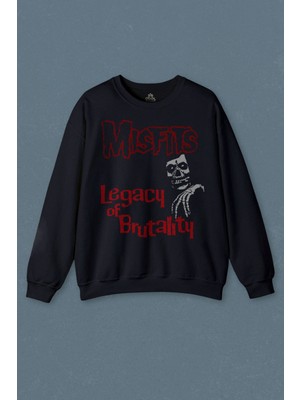 So Cool Lacivert Sweatshirt The Misfits Legacy Of Brutality Punk Rock Baskılı Unisex Sweat