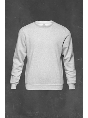 So Cool Gri Bisiklet Yaka Basic Unisex Erkek Sweatshirt Kadın Sweat