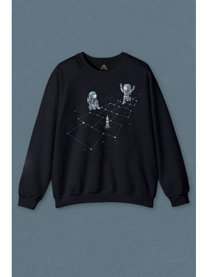So Cool Lacivert Sweatshirt Astronot Dans Uzay Cosmos Space Galaksi Gezegen Baskılı Unisex Sweat