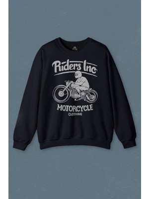 So Cool Lacivert Sweatshirt Riders Inc Motorcycle Clothing Motosiklet Kask Baskılı Unisex Sweat