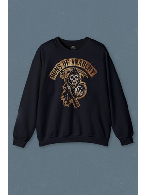 So Cool Lacivert Sweatshirt Anarşi Eylem I How To Draw The Sons Of Anarchy Baskılı Unisex Sweat