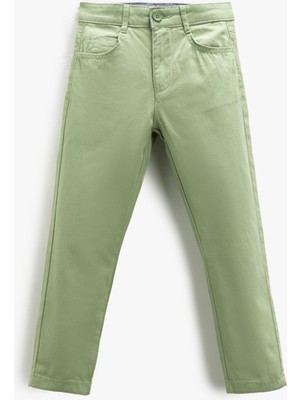 Koton Chino Pantolon Cepli Slim Fit Pamuklu Beli Ayarlanabilir Lastikli