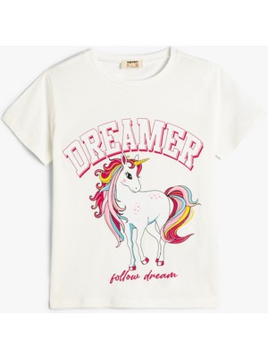 Koton Unicorn Tişört Kısa Kollu Bisiklet Yaka Pamuklu