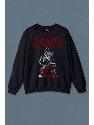 So Cool Lacivert Sweatshirt The Misfits Legacy Of Brutality Punk Rock Müzik Baskılı Unisex Sweat