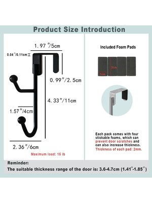 Archive 2 Paket Kapı Kancası Askısı, Mont, Şapka, Elbise, Havlu Asmak Için Sağlam Metal Çift Kancalı Askı, Siyah (Yurt Dışından)