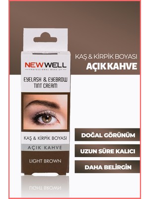 New Well Açık Kahve Kaş&Kirpik Boyası Kutulu Doğal Görünüm ve Uzun Süre Kalıcılık