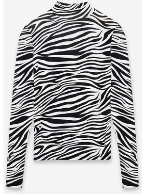 Praye Zebra Desenli Body Siyah