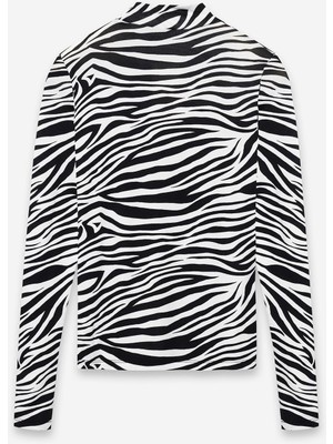 Praye Zebra Desenli Body Siyah