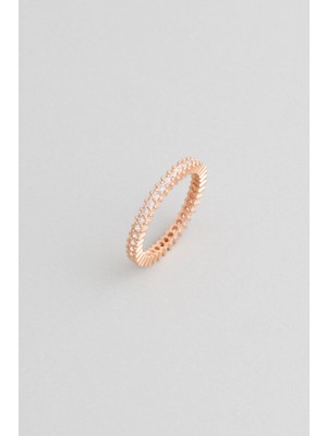 So CHIC Beyaz Taşlı 18 Ayar Rose Altın Kaplama Gümüş Tamtur Yüzük