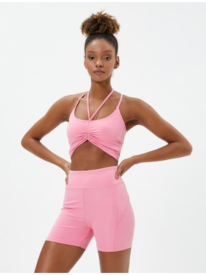 Koton Kısa Biker Tayt Dikiş Detaylı Yüksek Bel