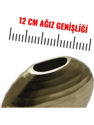 Tconcept Metal Yassı Vazo Gold Rengi Modern 28 cm