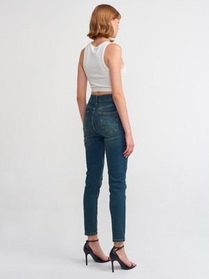 Dilvin 71348 Tint Yıkama Denim Pantolon-Yeşil