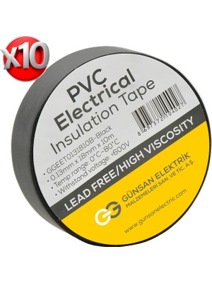 Günsan Siyah Elektrik İzolasyon Bandı 10 Adet