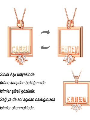 İndigo Takı Kişiye Özel Sihirli Aşk Rose Gümüş Kolye