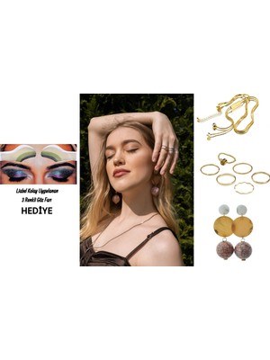 Koton Altın Renk Üçlü Takı Set2 (Parlak Taşlı Kolye 42CM,6'LI Yüzük Set,desenli Yuvarlak Top Küpe)