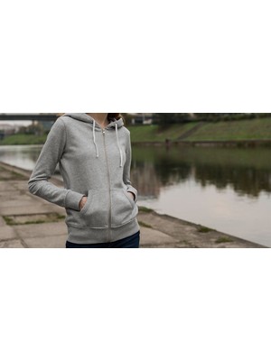 B&S Uniforma Gri Melanj Hoodie Sweatshirt, Içi Polarlı, 3 Iplik %100 Pamuk