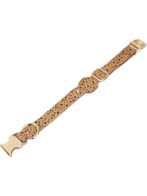 PLM Gerçek Deriden El Yapımı Köpek Tasması 50 cm Leopar Desen