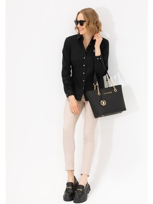 U.S. Polo Assn. Kadın Siyah Gömlek Basic 50262883-VR046