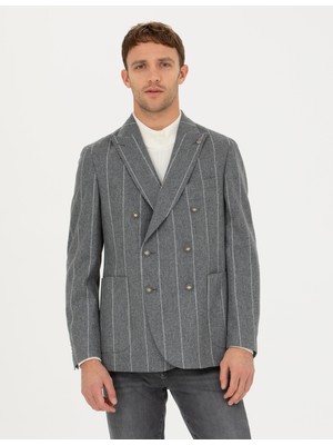 Pierre Cardin Erkek %100 Yün Kruvaze Çizgili Ceket 50274536-VR024