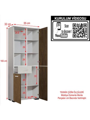 Almital Mobilya Aksesuarlari Modilayn Afra 3 Kapak 1 Çekmeceli Beyaz Cordoba Dolap