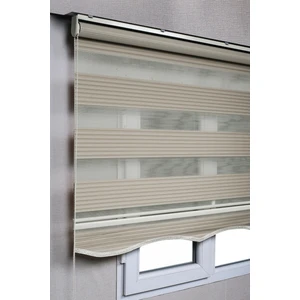 Bizden Perde Etekli Kum Beji Pileli Zebra Stor  Güneşlik Perdeler