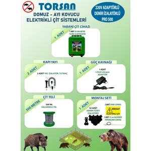 TORSAN 220V ADAPTÖRLÜ PRO PLUS 500 Elektrikli Çit Sistemi ( Domuz - Ayı Kovucu ) 500MT