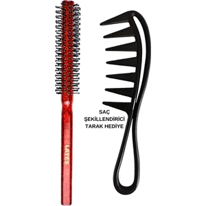 Professional İnce Erkek Saç Fırçası – Boncuklu Uçlu, Ergonomik Maun Saplı, Kırılma Önleyici, Fön ve Günlük Şekillendirme İçin