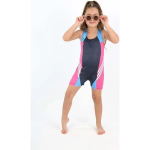 Lolli Boom Kids  Kız Çocuk Pembe Mavi Siyah Şortlu Yüzücü Mayosu