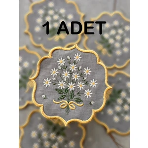 Nakış Konsept Papatya Model Nakış Işlemeli Kokteyl Kahve Sunum Peçetesi 1 Adet