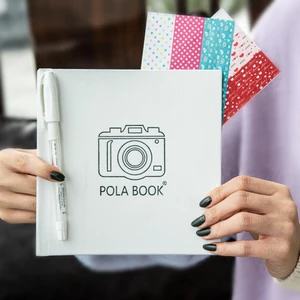 Beyaz Kalemli Polabook Beyaz Mini Anı Defteri Sticker li