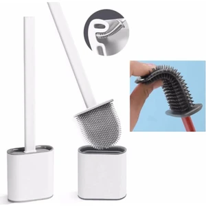 Toilet Bükülebilir Pratik Silikon Wc Klozet Fırçası-Beyaz