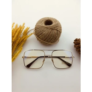 Unisex Gold Şeffaf Pilot Güneş Gözlüğü Optik Cam Takıma Uygun