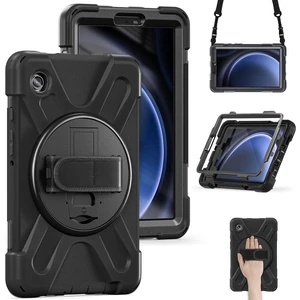 Galaxy Tab A9 8.7" Uyumlu Kılıf Askılı Standlı Defender Üstün Koruma Zırh Tank Tablet Kılıfı