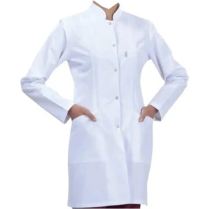 Hakim Yaka Beyaz Kadın Doktor Laboratuvar Öğretmen Önlük Çıtçıtlı Orta Boy