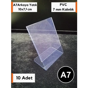 Şeffaf Etiket 10 Adet Pvc Etiketlik A7 Boyutu Dik Ayaklı Açılı Dik Boyut 10 x 7 5 cm Stand Etiketlik