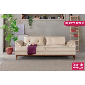 Perla Sofa Lafonten Üçlü Yataklı Kanepe Babyface Krem